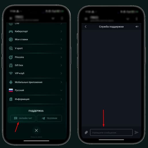 Онлайн чат в Pinco Casino